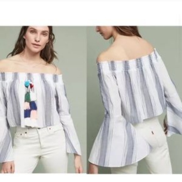 Anthropologie Lilka pom pom tassel Playa Blouse - Picture 1 of 8